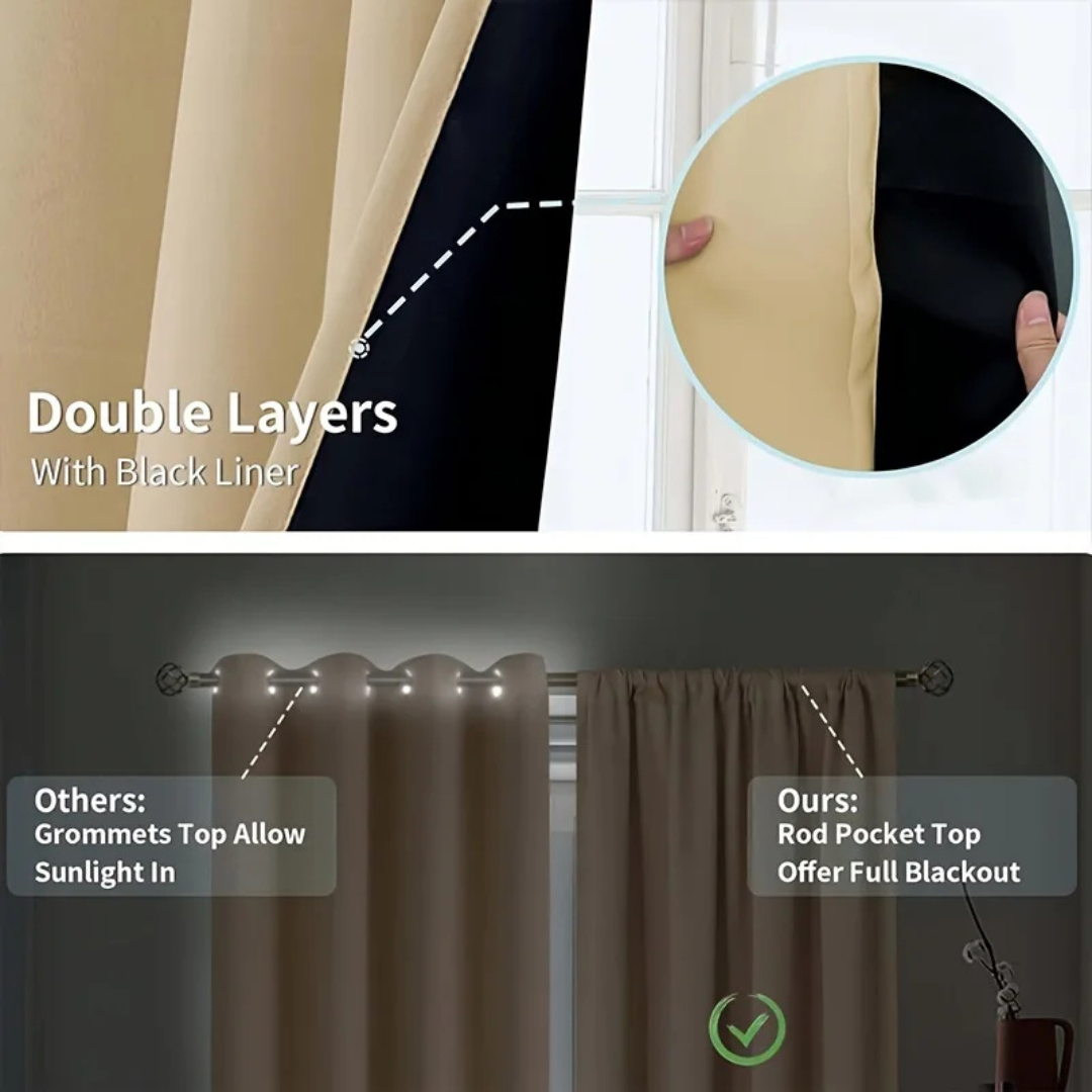 True Blackout Curtains (Rod Pocket Style)