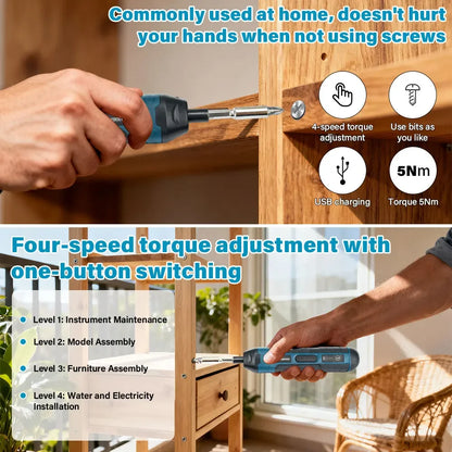 Cordless Electric Screwdriver & 20 Piece Bit Set