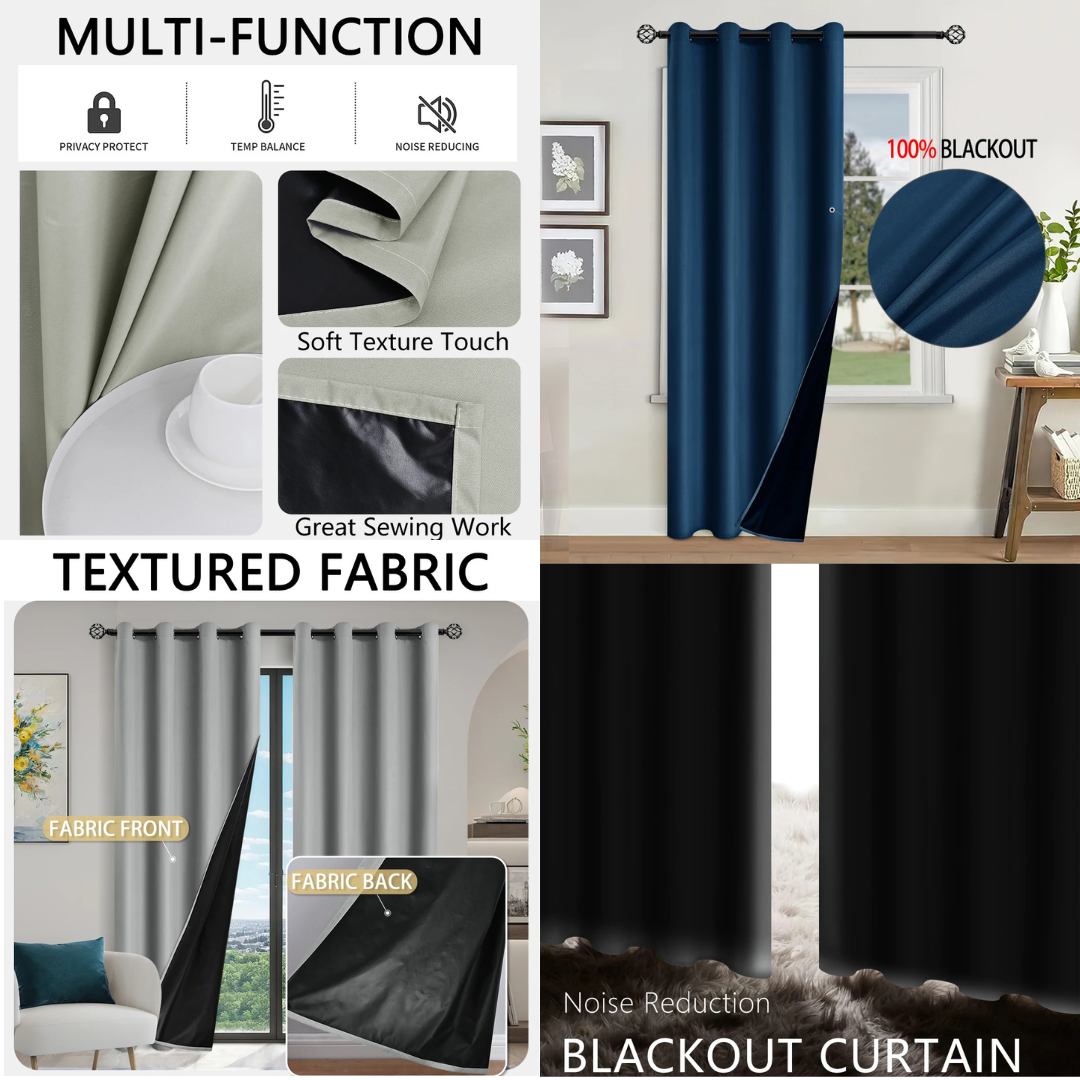 True Blackout Curtains (Rod Pocket Style)